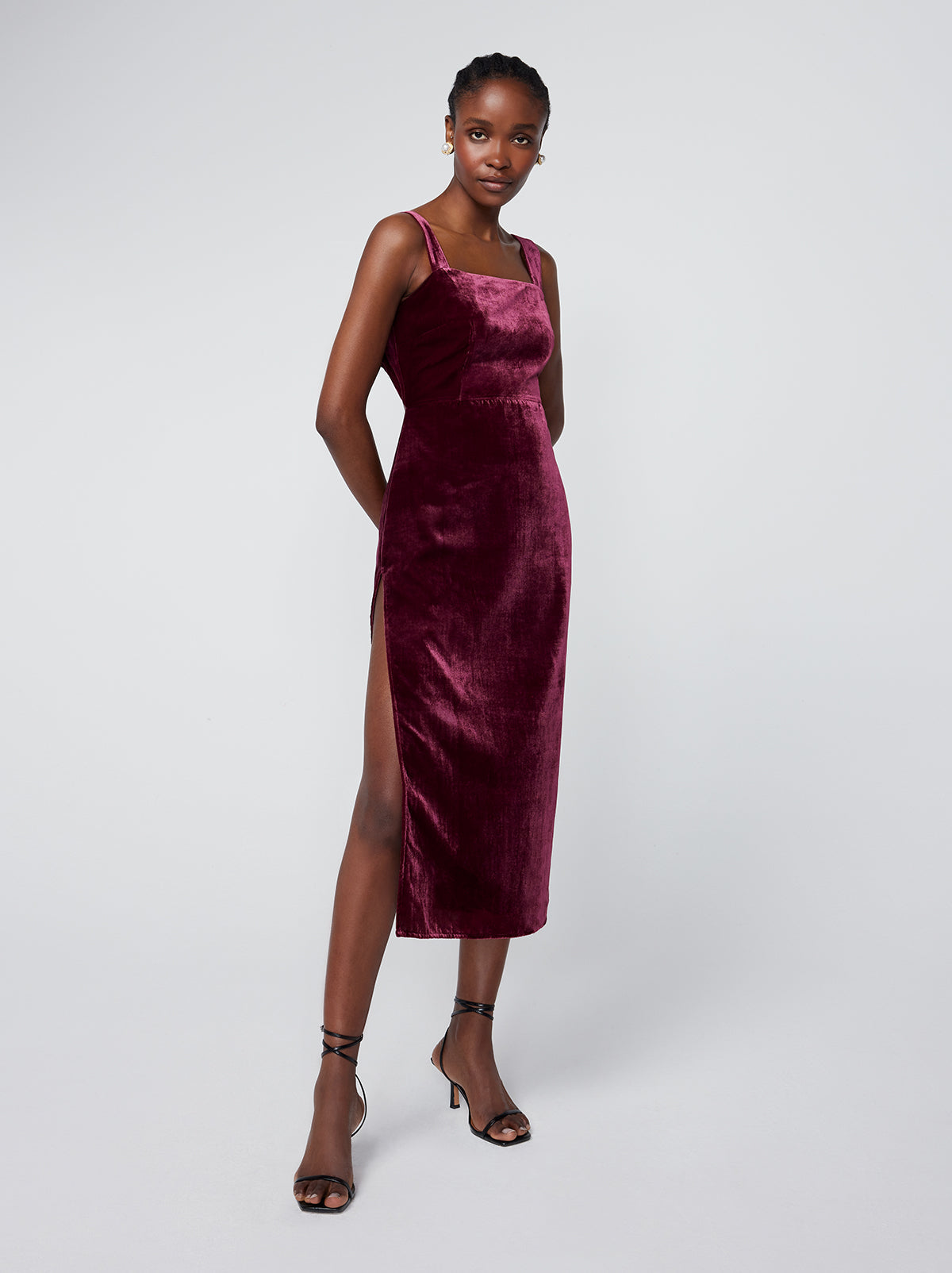 SALE- Burgundy Velvet Swing Dress with Pockets – Classy Cowgirl Co.
